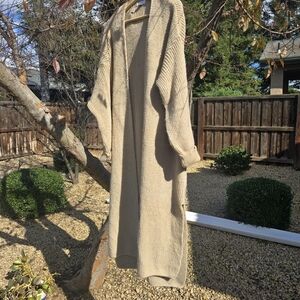Topshop Long Beige Knit Cardigan Small